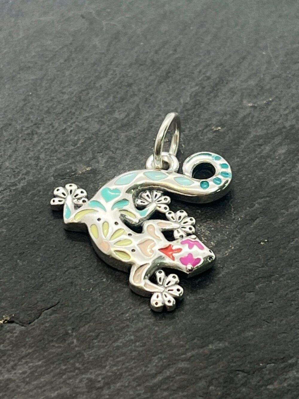 James Avery S925 Sterling Silver Colorful Enamel Gecko Charm